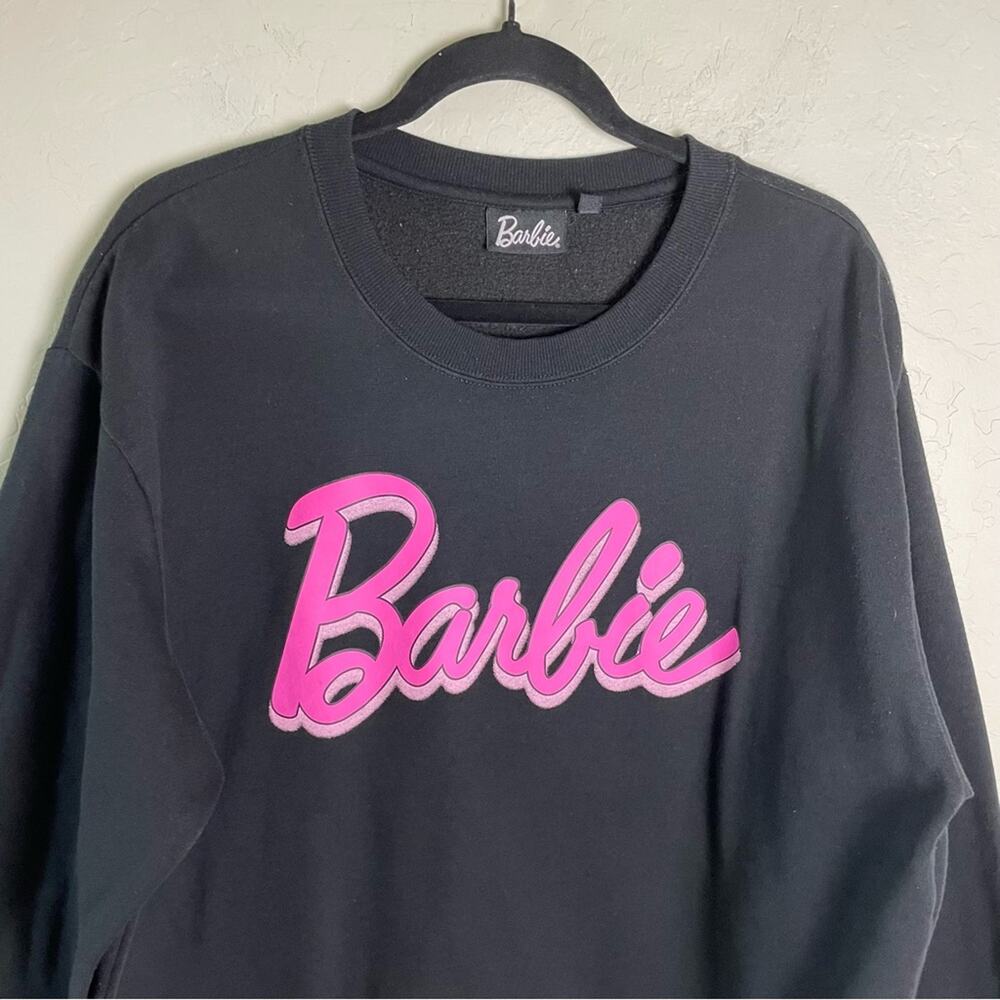 Barbie Y2K Barbie Core Black Pink Crewneck Sweatshirt Pullover Trendy XL - Picture 3 of 13